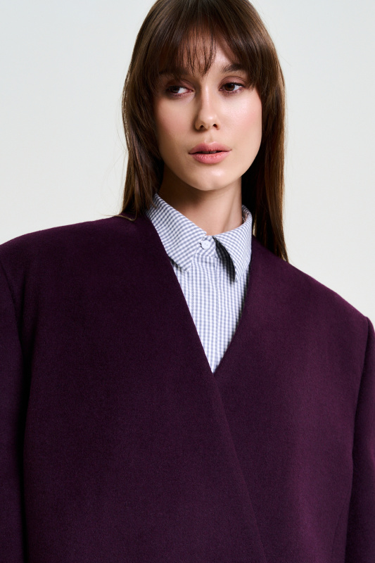 Пальто-пиджак без лацканов BURGUNDY